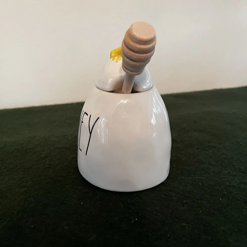 Bumble Bee Rae Dunn By Magenta Bee Ceramic Honey Pot With Wooden Dipper